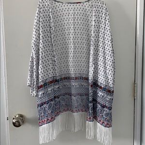 White and blue shawl